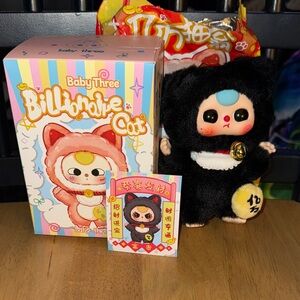 Baby Three Billionaire Cat Plush Toy - Black Cat